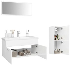 Set mobili da bagno bianco lucido in truciolato