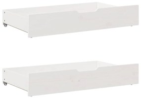 Cassettoni Da Letto 2 Pz Bianchi 90x55x16cm Legno Massello Pino /
