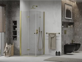 Mexen Lima Duo cabina doccia pieghevole 90 x 90 cm, trasparente, oro - 856-090-090-50-00-02