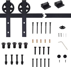 Binario per Porte Scorrevoli con Kit di Accessori in Acciaio Nero 100 cm sm 180mm...