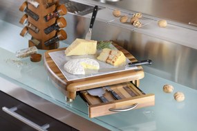 Tagliere Formaggio 36x36x10,5cm con Coltelli in Legno e Marmo Alexander Apollo...