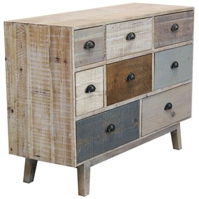 COLORWOOD - cassettiera otto cassetti in legno colorato da 125 cm