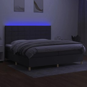 Letto a Molle Materasso e LED Grigio Scuro 200x200cm in Tessuto