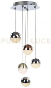Sospensione a cinque pendenti atomo md14003057-5amix cromo/rame/oro