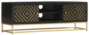 Mobile Porta Tv Oro E Nero 120x30x40 Cm Legno Massello Di Mango /