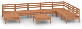 Set Salotto da Giardino 9 pz in Legno Massello di Pino Miele