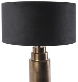 Lampada da tavolo Art Déco bronzo con paralume in velluto nero con oro 50 cm - Bruut