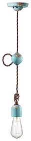 Sospensione Vintage Ceramica Azzurra 1 Luce E27