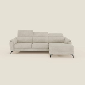 Arcos Divano con penisola - piedini alti e poggiatesta reclinabili in microfibra impermeabile T11 panna