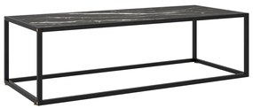 Tavolino Da Salotto Nero Con Vetro Marmo Nero 120x50x35 Cm /