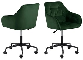 Sedia da ufficio verde con superficie in velluto Brooke - Actona
