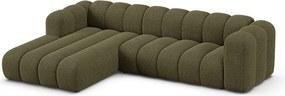 Divano angolare verde (con penisola a sinistra/con chaise lounge) con rivestimento in ciniglia Lupine – Micadoni