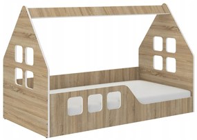 Letto per bambini Casa Montessori 160 x 80 cm in rovere sonoma decorato a sinistra