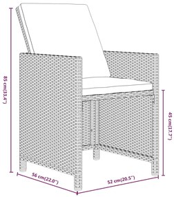 Set da Pranzo per Giardino 17 pz con Cuscini Polyrattan Grigio