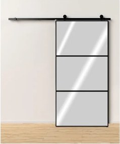 Anta per porta scorrevole esterno muro Reflex in alluminio nero, L 96 x H 220 cm spessore 5 mm, finitura liscio