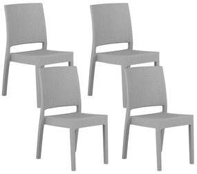Set di 4 sedie da giardino in rattan sintetico grigio chiaro FOSSANO Beliani