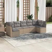 Set Divani da Giardino 7 pz con Cuscini Beige in Polyrattan 3249268