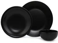 Set tavola nero tinta unita 12 pezzi in stoneware