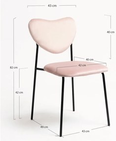 Pack 4 Sedie Cora Black Velluto - Rosa