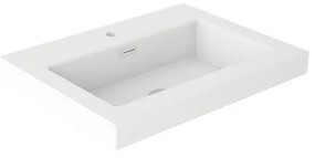Lavabo da incasso con bordo a vista rettangolare vasca centrale Nantes L 61 x H 6 x P 46 cm in resina bianco satinato