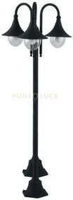 Palo pavia nero 3 luci attacco e27 ip44 56x190cm in alluminio
