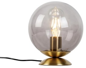 Lampada da tavolo Art Déco in ottone con vetro fumé - Pallon