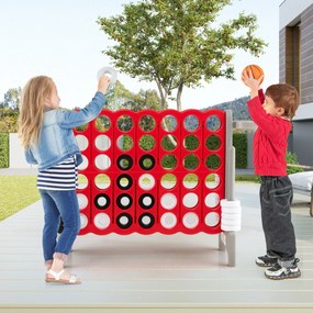 Costway Forza 4 gigante con canestro e gioco di lancio, Gioco da esterno per bambini e adulti 84x33x79 cm