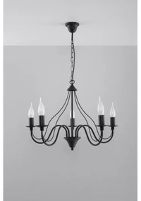 Lampadario a sospensione con catena MINERWA 5 5xE14/40W/230V nero