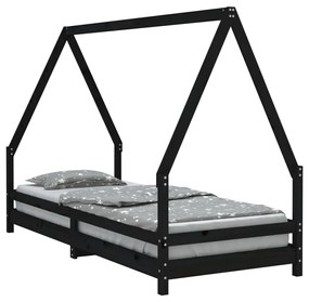 Giroletto per bambini nero 90x200 cm in legno massello di pino