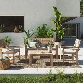 Salotto da giardino Solis NATERIAL marrone con cuscini in poliestere beige per 4 persone