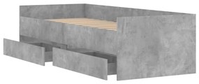 Giroletto con cassetti grigio cemento 75x190 cm small single