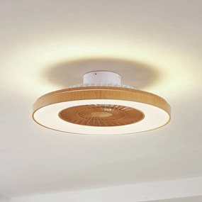 Lindby Ventilatore da soffitto LED Teleo, Ø 58 cm, color legno, CCT