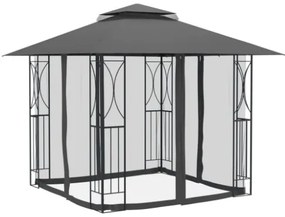 Gazebo con Pareti Laterali Antracite 300x300x270 cm Acciaio