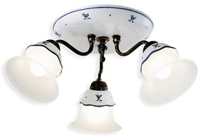 Plafoniera Classica Ferrara Metallo E Ceramica Nero Sfumato Rame 3 Luci E14
