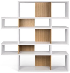 Libreria bianca con dettagli in legno di quercia London - TemaHome