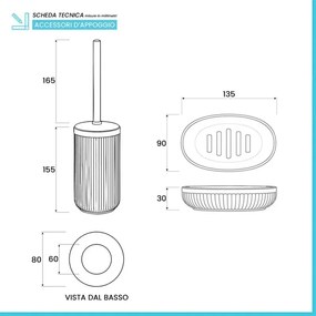 Set accessori bagno completo di 4 pz verde cannettato Arizona