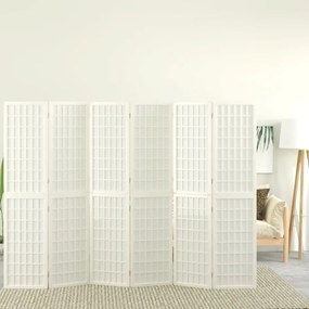 Divisorio Pieghevole 6 Pannelli Stile Giapponese 240x170 Bianco /