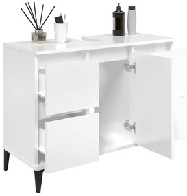 Mobile lavabo bianco lucido 80x33x60 cm in legno multistrato