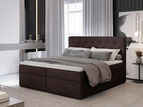 Letto matrimoniale boxspring Consuelo - 160 x 200 cm , Tessuto marrone