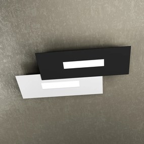 Plafoniera Moderna Rett. 2 Moduli Wally Metallo Bianco E Nero 2 Luci 2G11 52Cm