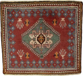 Shiraz Tappeto 70x60 Rosso (Iran) Annodato A Mano