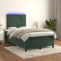 Letto a Molle con Materasso e LED Verde Scuro 120x200cm Velluto 3136116