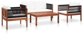 Set divani da giardino 4 pz in legno massello di acacia