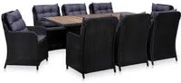 Set da Pranzo da Giardino 9 pz in Polyrattan Nero 3057805