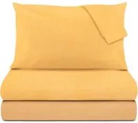 Completo letto matrimoniale giallo tinta unita