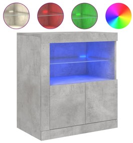 Credenza con luci led grigio cemento 60,5x37x67 cm