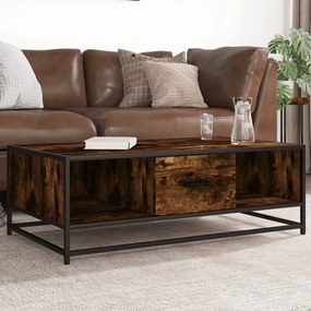 Tavolino Rovere Fumo 100x57x35cm İn Legno Multistrato E Metallo /
