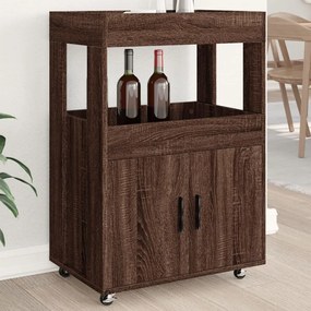 Carrello bar rovere marrone 60x39,5x89 cm in legno multistrato