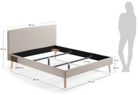 Kave Home - Letto Dyla sfoderabile beige, con gambe in faggio massiccio per materasso da 160 x 200 cm