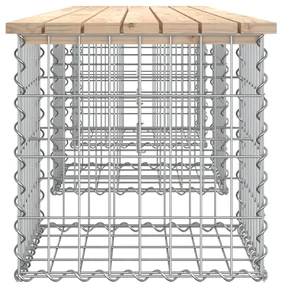 Panca giardino design gabbione 203x44x42 cm legno massello pino